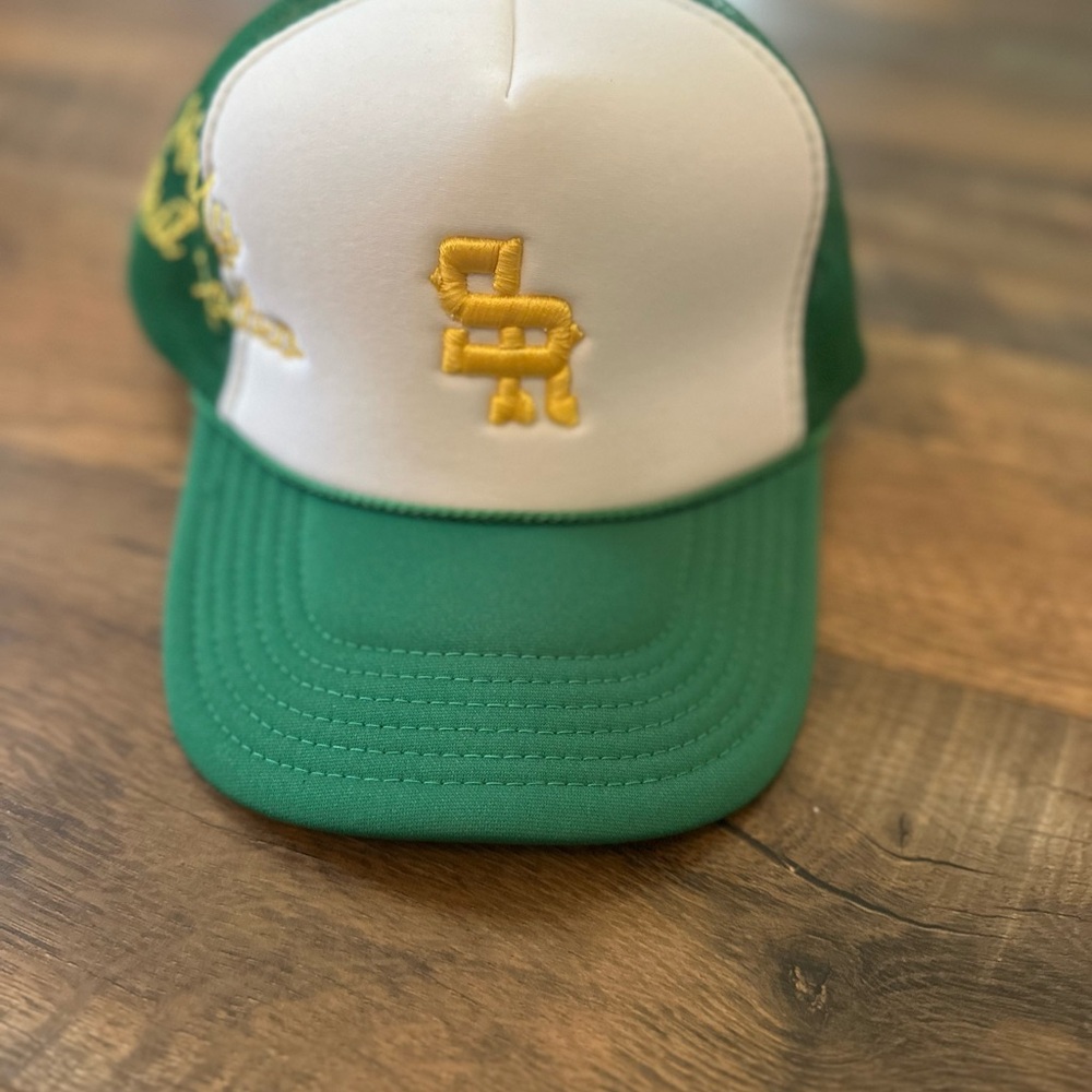 Green and White Rope Hat